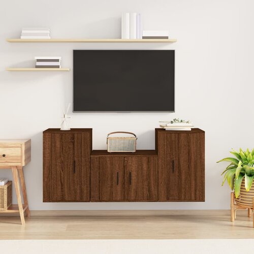 vidaXL 3-dijelni set TV ormarića boja smeđeg hrasta konstruirano drvo Cijene