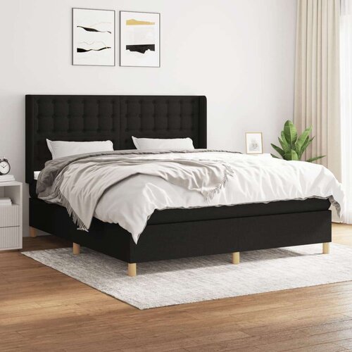  Box spring postelja z vzmetnico črna 160x200 cm blago, (20893338) Cene