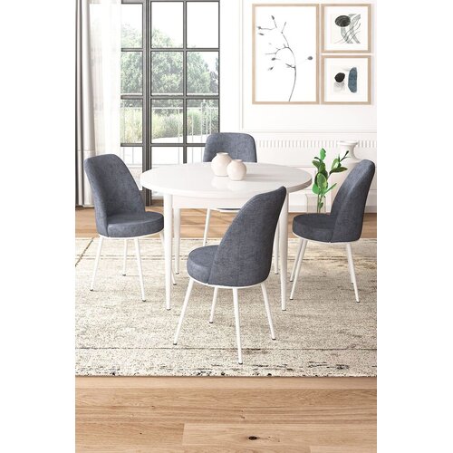 Hanah home Set Trpezarijski sto i 4 stolice, sivo-bijela Cene