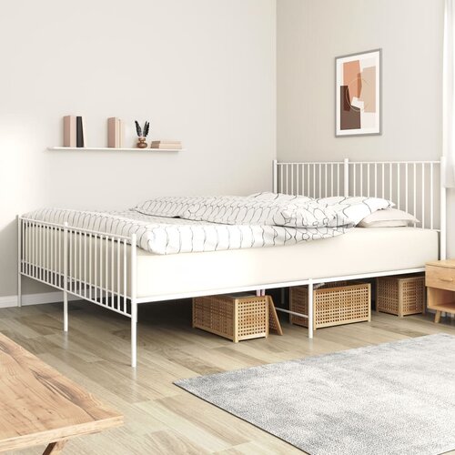 VidaXL Metalni okvir kreveta uzglavlje i podnožje bijeli 183x213 cm Slike