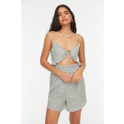 Trendyol Green Striped Cut Out Detailed Jumpsuit Cene