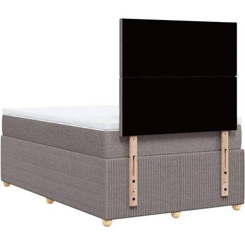 VidaXL Krevet s oprugama i madracem smeđesivi 120 x 200 cm od tkanine Slike