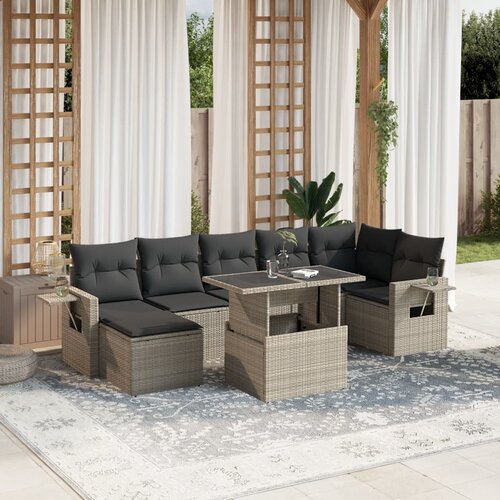 vidaXL 8-dijelni set vrtnih sofa od poliratana s jastucima svjetlosivi Cijene