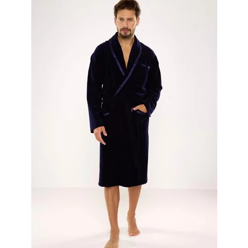 De Lafense Men's bathrobe 666 Ronaldo M-2XL navy blue 059