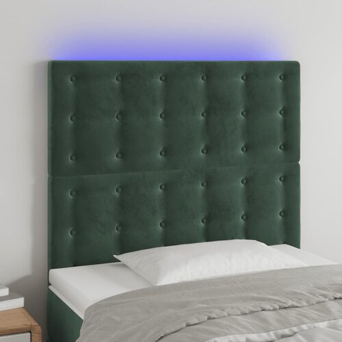 vidaXL LED posteljno vzglavje temno zeleno 90x5x118/128 cm žamet Cene