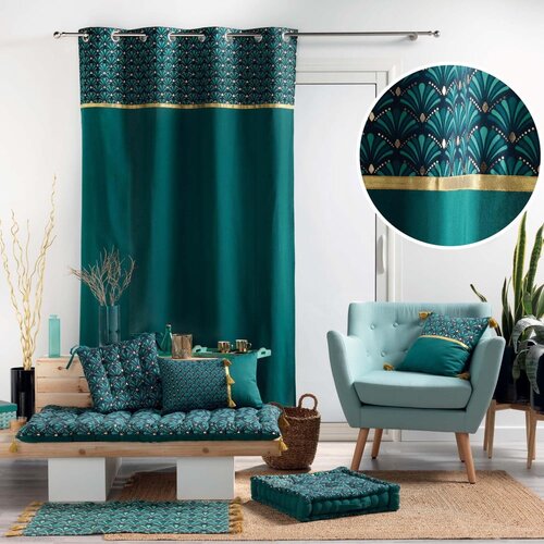 Douceur d int&amp;eacute;rieur Petrolej zelena pamučna zavjesa 140x240 cm Artchic &amp;ndash; Slike