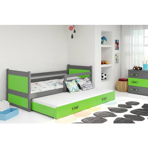 BMS Group Otroška postelja Rico z dodatnim ležiščem - 80x190 cm - grafit/zelena
