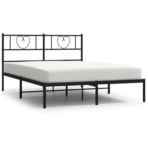 Maison Chic Kovinski Posteljni okvir - Dvoposteljna postelja - Zakonska postelja z vzglavjem črn 120x190 cm, (21693026) Slike