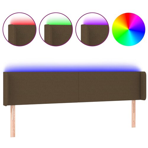 Maison Chic LED Posteljno vzglavje - Vzglavna omarica - Nočna omarica temno rjavo 203x16x78/88 cm blago, (21709714) Slike