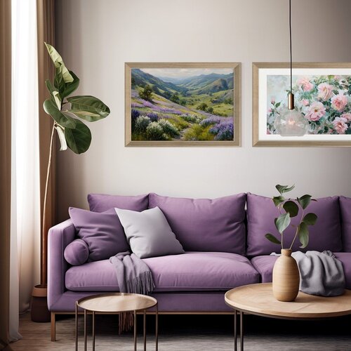 Styler Tiskana slika z okvirjem 75x56 cm Violet Hills &amp;ndash; Slike