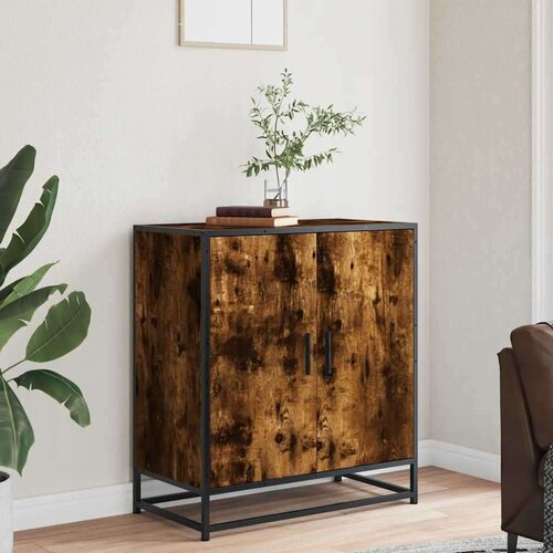 VidaXL Komoda dimljeni hrast 68x35x76 cm inženirski les in kovina Slike