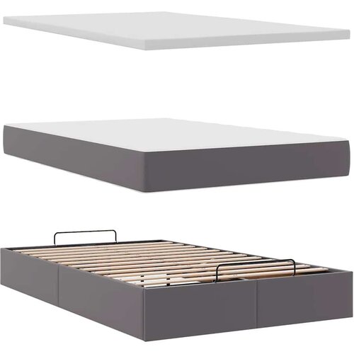 VidaXL otomanski okvir kreveta s madraca sivi 120x190cm umjetne kože Slike