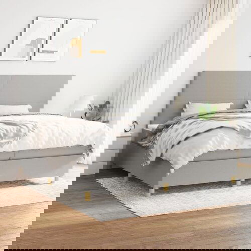 The Living Store Box spring postelja z vzmetnico svetlo siva 200x200 cm blago - Box Spring Postelja, (21520657) Slike