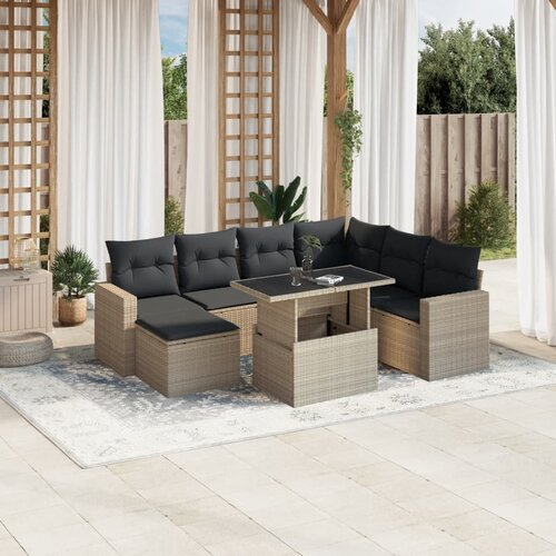 VidaXL 8-dijelni set vrtnih sofa od poliratana s jastucima svjetlosivi Slike