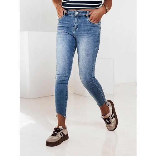 DStreet Spodnie damskie SKYLIGHT jeansowe z przetarciami niebieskie Slike