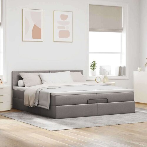 vidaXL Otomanski posteljni okvir z vzmetnico taupe 200x200 cm blago, (21670790) Cene