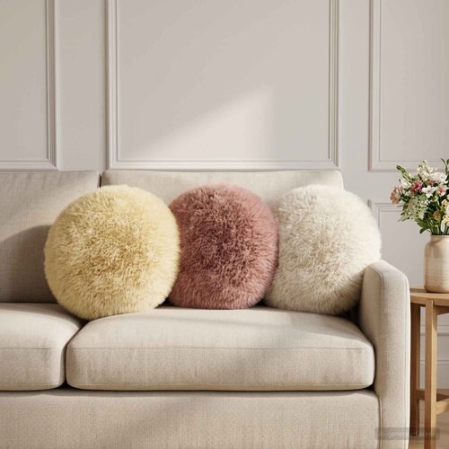  Presvlaka za jastuk 6 pcs HEERLEN Krem Ø 30 cm PV flis Cene