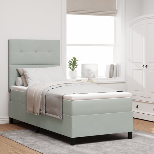 VidaXL Box Spring Krevet s Madracem Svijetlo Siva 80x200 cm Bar&amp;scaron;un Slike