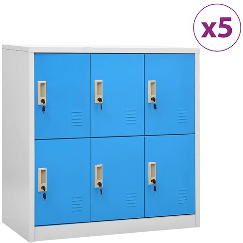  Ormarići s ključem 5 kom svjetlosivi/plavi 90x45x92,5 cm čelik Slike