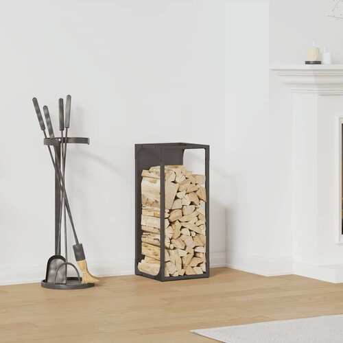 VidaXL stojalo za drva črno 25x25x60 cm hladno valjano jeklo Slike