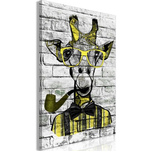  Slika - Giraffe with Pipe (1 Part) Vertical Yellow 60x90 Slike