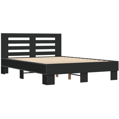  Okvir kreveta crni 140 x 200 cm od konstruiranog drva i metala Slike