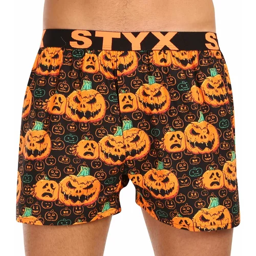 STYX Men's shorts art sports rubber Halloween pumpkin
