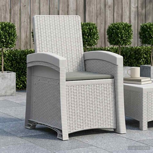  Ležaljka za vrt s izgledom ratana Bijela i svjetlosiva PP Cene