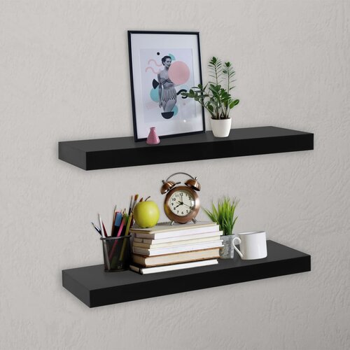 VidaXL Viseče stenske police 2 kosa črne 40x20x3,8 cm Slike