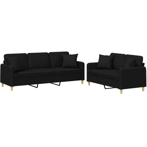 Maison Chic Sedežna garnitura - kavč z vzglavniki 2-delna črno blago, (21728270) Cene