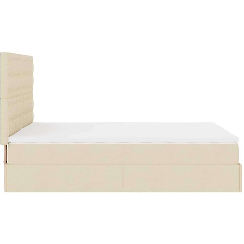 VidaXL otomanski okvir kreveta s madraca krem 140x200cm od tkanine Slike