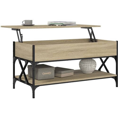  Stolić za kavu boja hrasta sonome 100x50x50 cm od drva i metala Slike