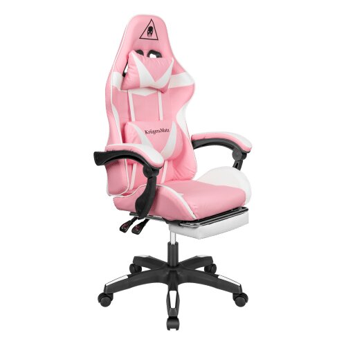 Krüger&Matz Warrior GX-150 gaming stol s podporo za noge, bela-roza, do 150 kg Cene