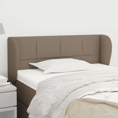  Vzglavje z u&amp;scaron;esi taupe 93x23x78/88 cm blago, (20739117) Slike