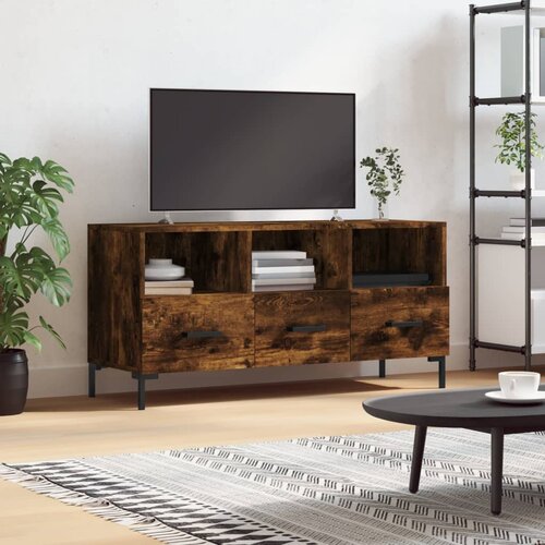 TV ormarić boja dimljenog hrasta 102x36x50 cm konstruirano drvo Slike