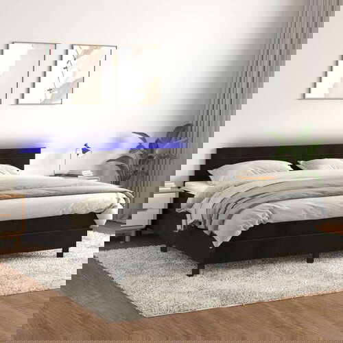  Box spring s madracem LED crni 180x200 cm bar&amp;scaron;un Slike