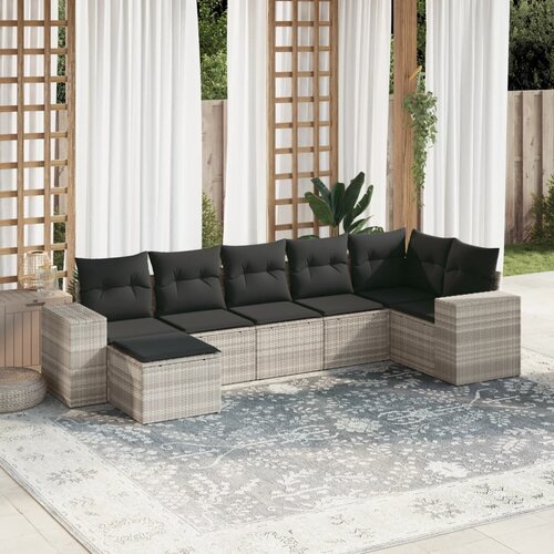vidaXL 7-dijelni set vrtnih sofa svjetlosivi od poliratana Cijene