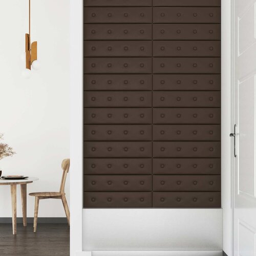  Zidna uzglavlja 12 pcs Smeđa 60 x 15 cm Lažna koža Slike