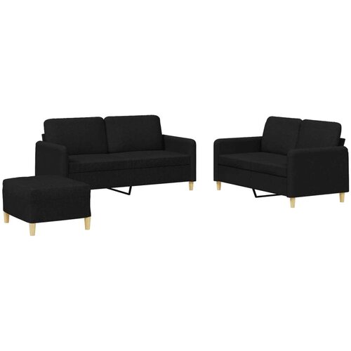  3-dijelni set sofa s jastucima crni od tkanine Slike