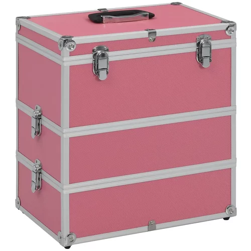 vidaXL kovčeg za šminku 37 x 24 x 40 cm ružičasti aluminijski