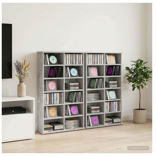 vidaXL CD ormar 2 kom. Betonska siva 60 x 17 x 92 cm Konstruirano drvo - Betonska siva 2 60 x 17 x 92 cm Cijene