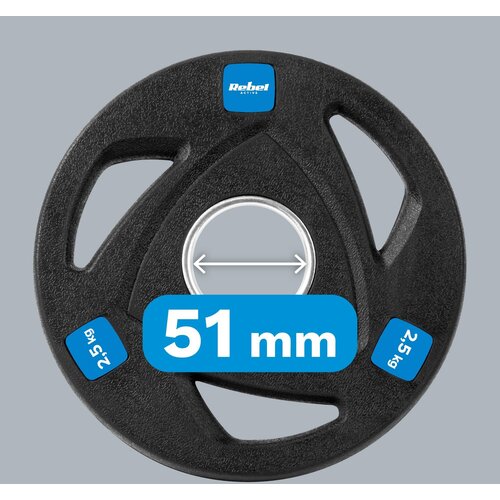 Rebel Active RBA-2108 &amp;ndash; Set olimpijskih utega 4 &amp;times; 2,5 kg, skupno 10 kg, gumirani, odprtina 51 mm Slike