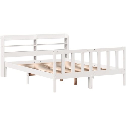 vidaXL Posteljni okvir z vzglavjem bel 135x190 cm trdna borovina, (21304223) Cene