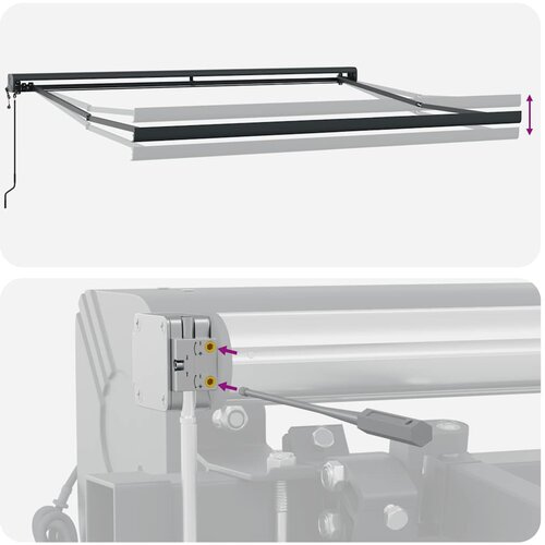 Tenda na uvlačenje žuto-bijela 3,5 x 2,5 m tkanina i aluminij Slike