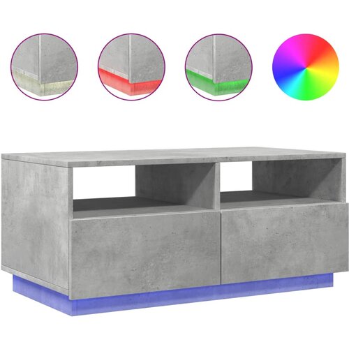 vidaXL Stolić za kavu s LED svjetlima siva boja betona 90x49x40 cm Cijene