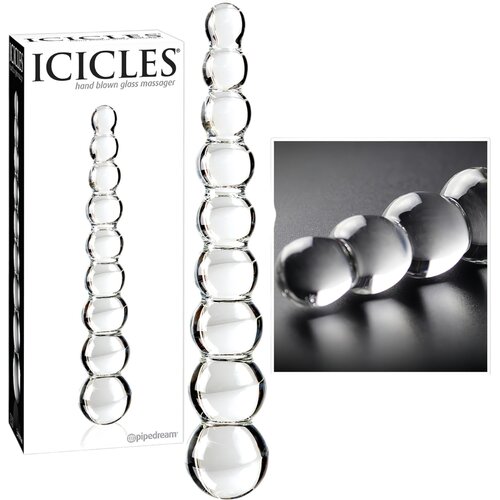 Icicles No. 2 - kroglasti stekleni dildo (prosojen) Slike