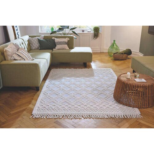 Tom Tailor ROČNO TKANA PREPROGA Colored Macrame four 190/290 cm tkano krem barve, pastelno modra Slike