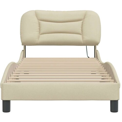 VidaXL Okvir za krevet s uzglavljem krem 90x200 cm od tkanine Slike