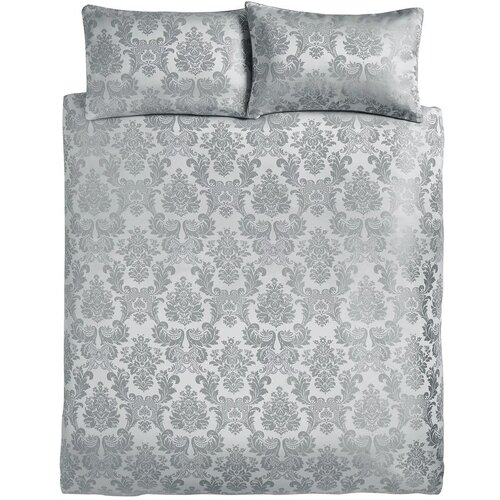 Catherine Lansfield Siva podaljšana posteljnina za zakonsko posteljo iz damasta 230x220 cm Damask Jacquard – Cene