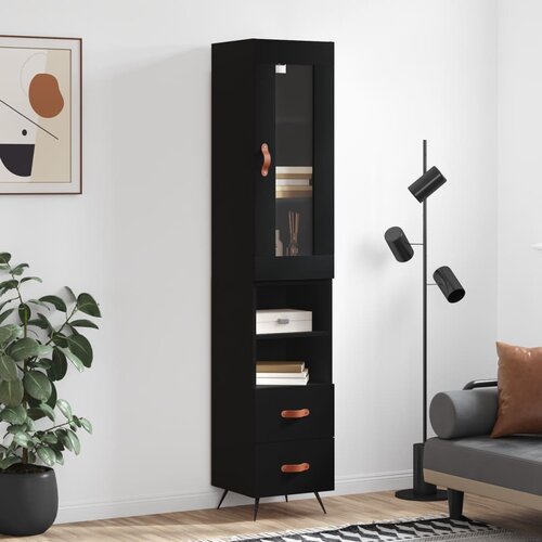 vidaXL Visoka omara črna 34,5x34x180 cm inženirski les Cene